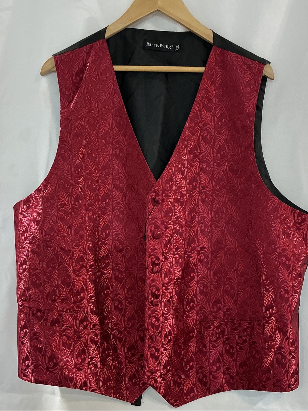 Men's Red Paisley Satin Dress Vest